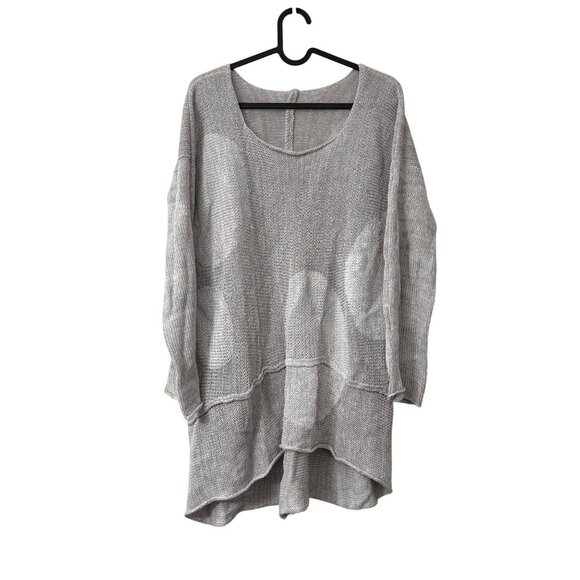 Skif Gray Happy Circle Artsy Lagenlook Hemp Handcrafted Tunic Pullover Womens OS - Picture 1 of 6